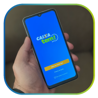 Imagem do aplicativo CAIXA Tem em um celular.